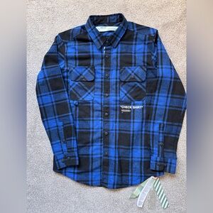 NWT Mens Off White Check Shirt Flannel Plaid Size Small